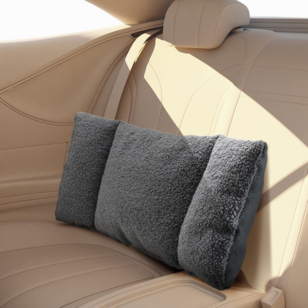 Fleece Lumbar Support Pillow 3 Section Chair, Gray