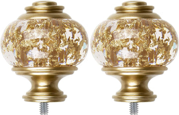 2 Pack Window Treatment Finials for 1 or 7/8 Inch Curtain Rods, Gold Drapery Rods Replacement Finials with M6