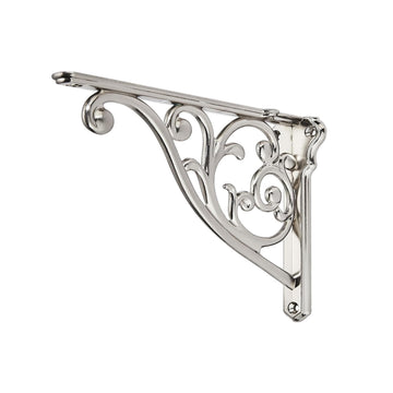 Ornate Decorative Shelf Brackets 10 inch Small Wall Mounted Shelving Bracket 4 Pack Brushed Nickel Vintage Shelf