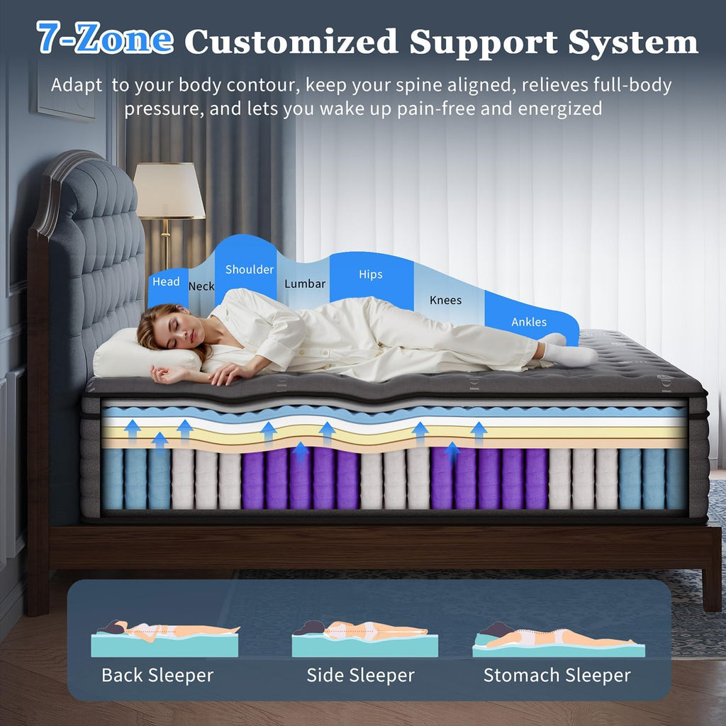 (Luxury Hotel) 12 Inch Hybrid California King Size Mattress, Firm Feel | (2026 Upgraded) Reinforced Edge Support