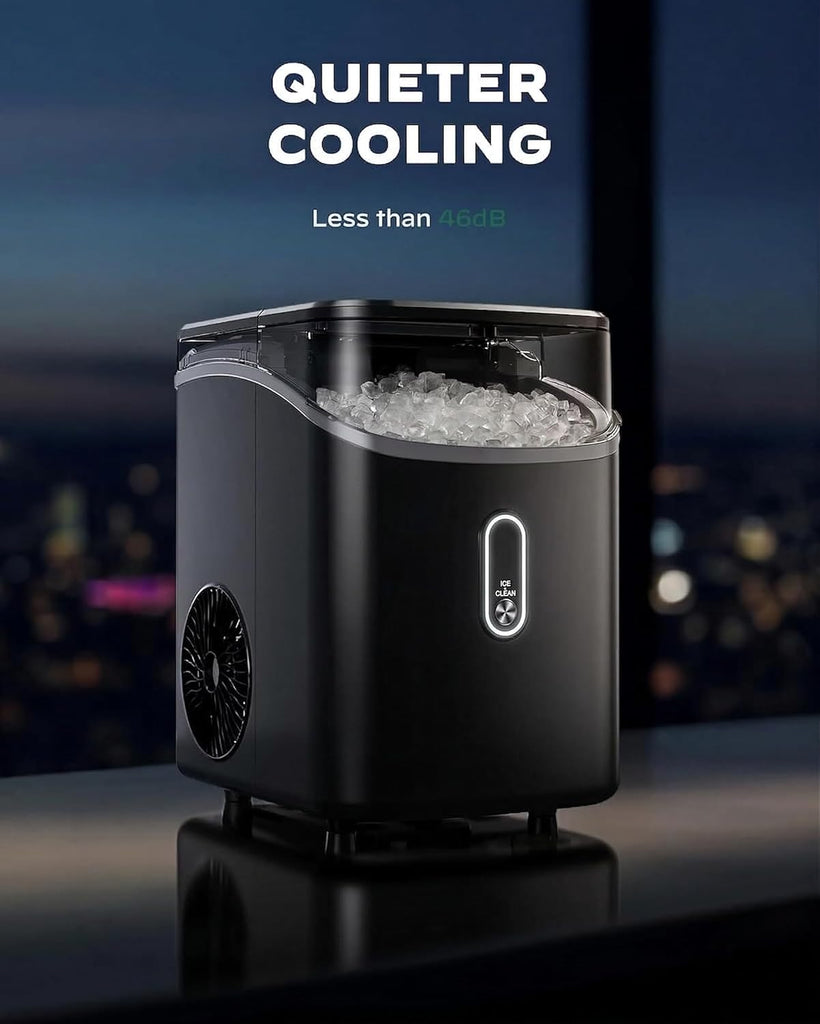 Nugget Ice Maker Countertop, Pebble Ice Maker with Soft Chewable Ice, One-Click Operation Ice Machine