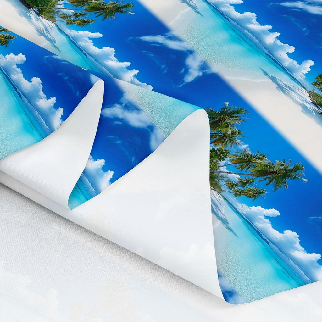 Ocean Upholstery Fabric, Summer Beach Decor Hawaiian Vacation Style Fabric by the Yard, Palm Trees Tropical Nature