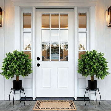 36 X 80 Exterior Door with Glass, Modern Front Door for House Exterior, Entry Doors for Home, Primed Fiberglass, Left