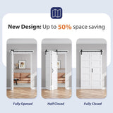 42X84(Double 21x84) Bifold Door Bi-fold Barn Doors White Double with 46" Hardware Track Kit Included