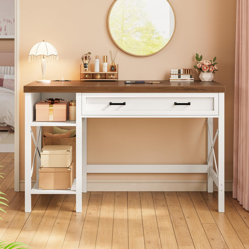 40" Farmhouse Small Desk with Drawers for Small Space, Bedroom