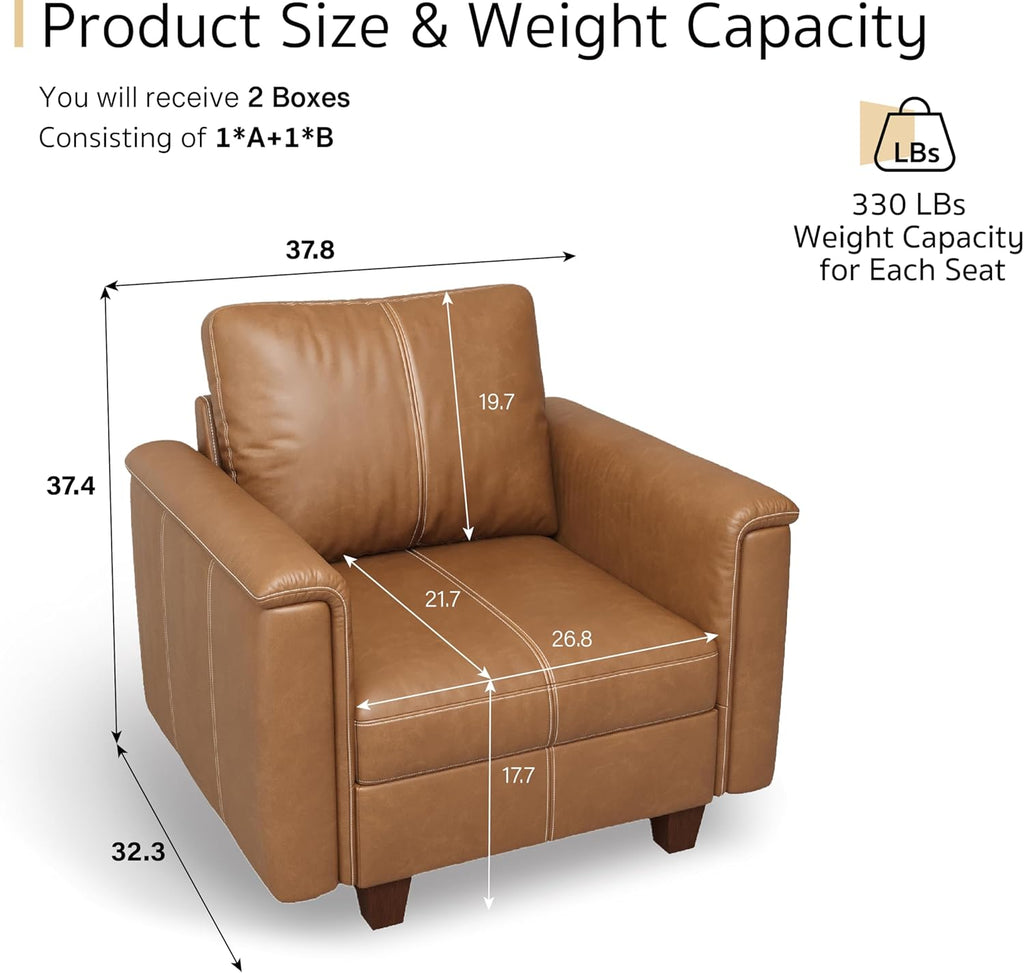 Modern Lounge Chair — Brown Faux Leather