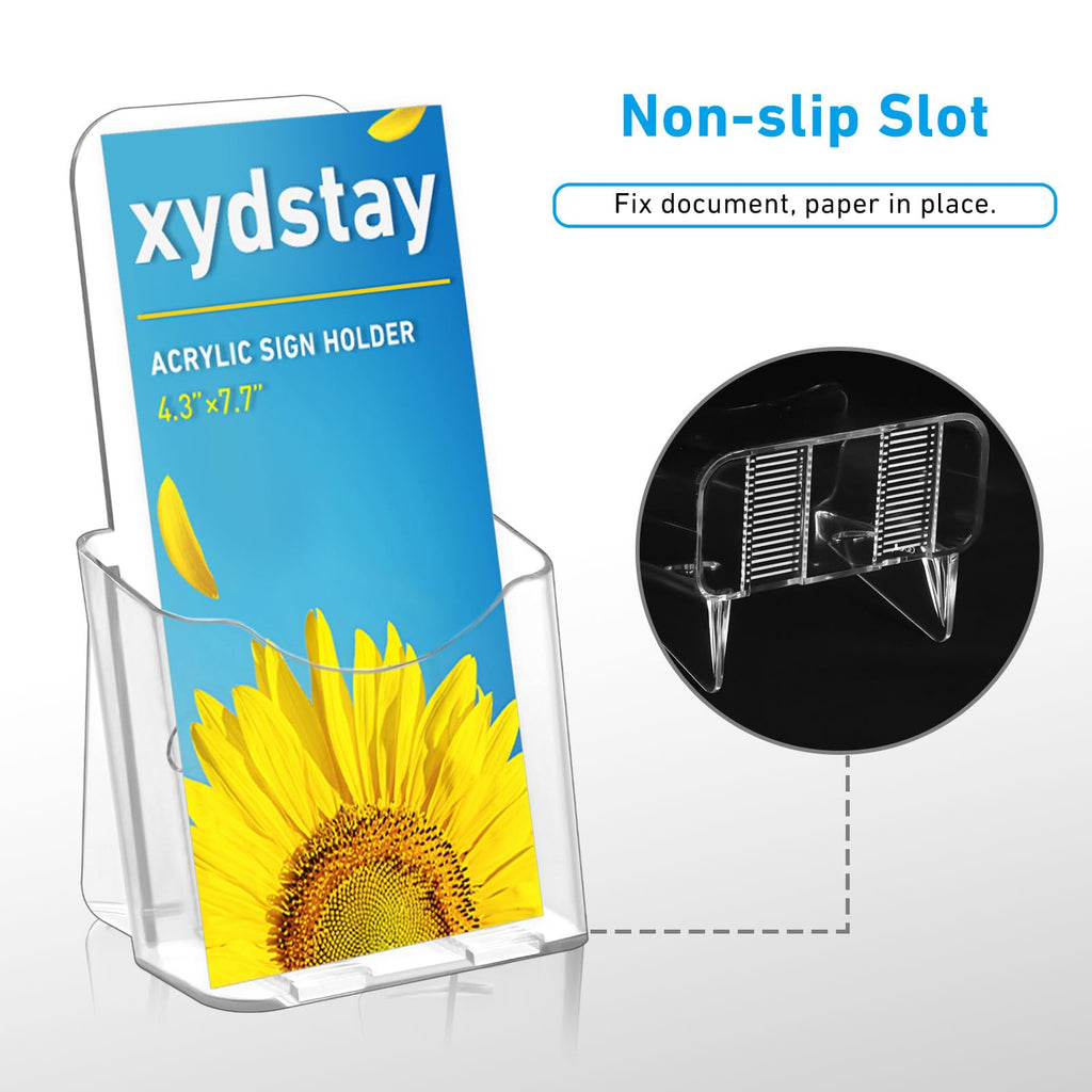 Acrylic Brochure Holder 4 Inches, Clear Flyer Sign Holder, 6 Pack