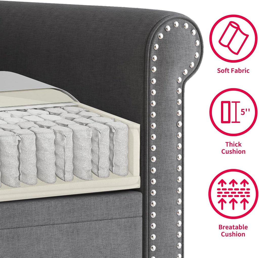 3PCS Sofa Set ,Modern Linen Couch Set with Nailhead Trim Design, Living Room Furniture Set (Sofa & Loveseat &