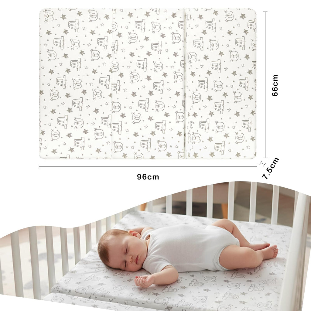 Trifold Play Yard Mattress 38'' x 26'' x 3'', Soft Baby Memory Foam Play Yard for Toddlers, Portable Mini