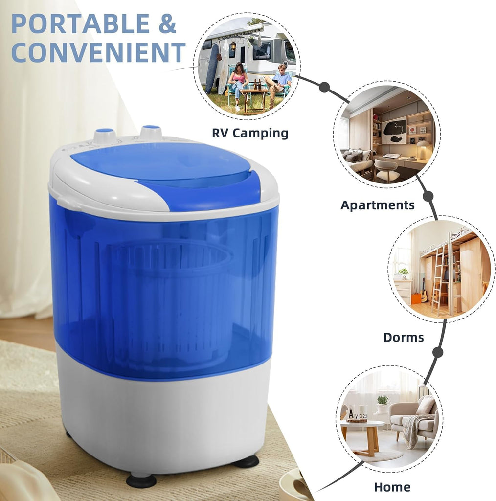 Mini Spin Dryer Portable Washing Machine, Compact Laundry for Home, Apartment, RV, Blue