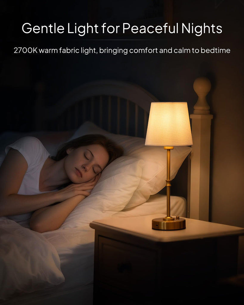 Cordless Table Lamp Rechargeable: Fast Charging & Long Lasting - 2700K Warm Light Samll Vintage Gold Lamps for Women