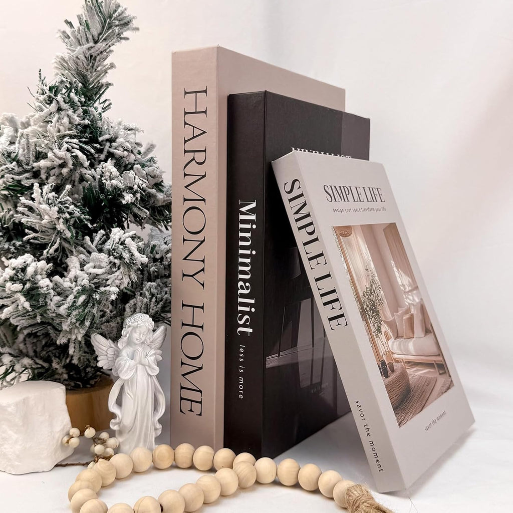 Beautiful Coffee Table Books, Neutral Fashion Decorative Books Bookshelf, Modern Room Decor Aesthetic, Fake Faux Book - Set of 3