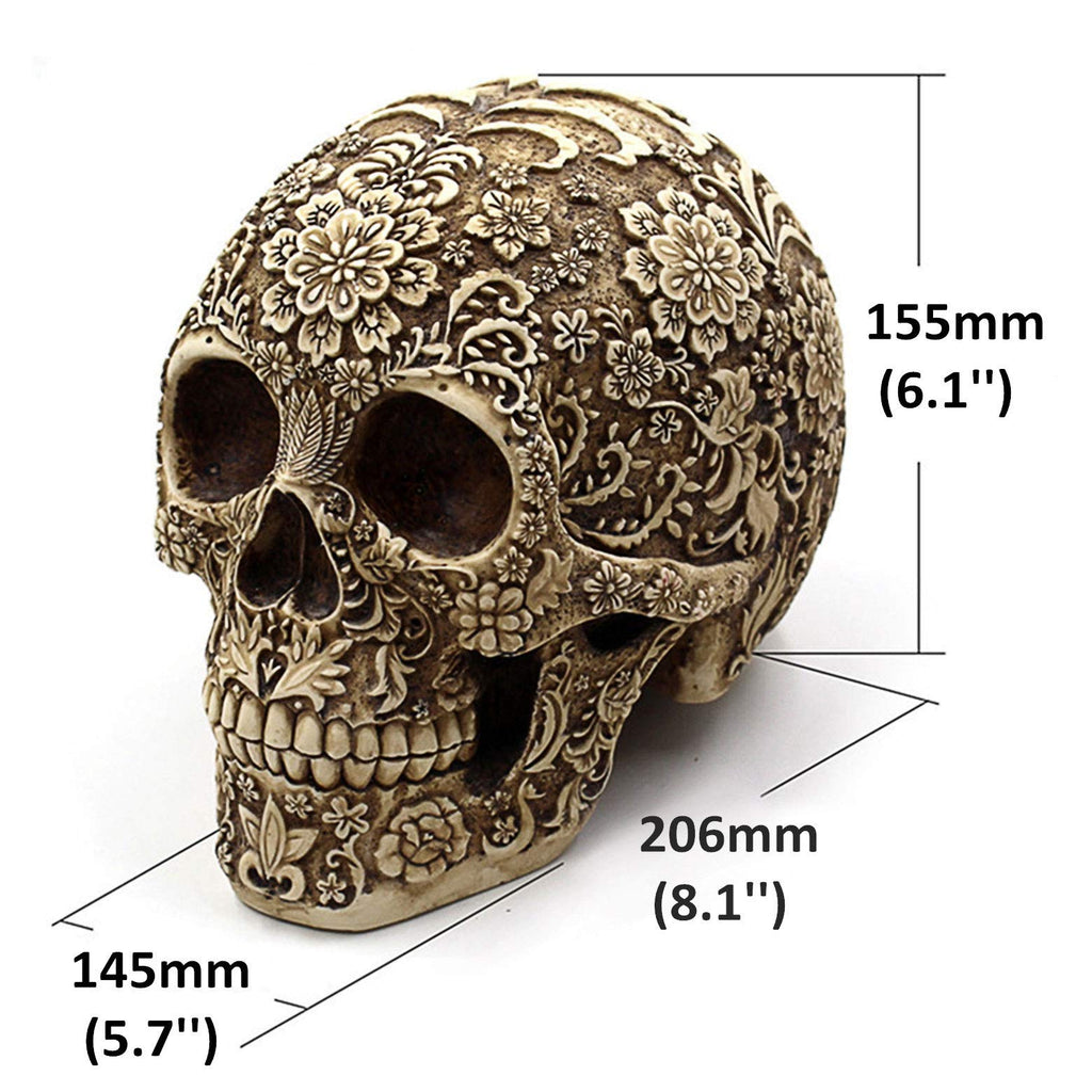 Creative Skull Flowers Sculpture 8.1'' Human Head Skeleton Statue Collectible Halloween Decoration Home Decor