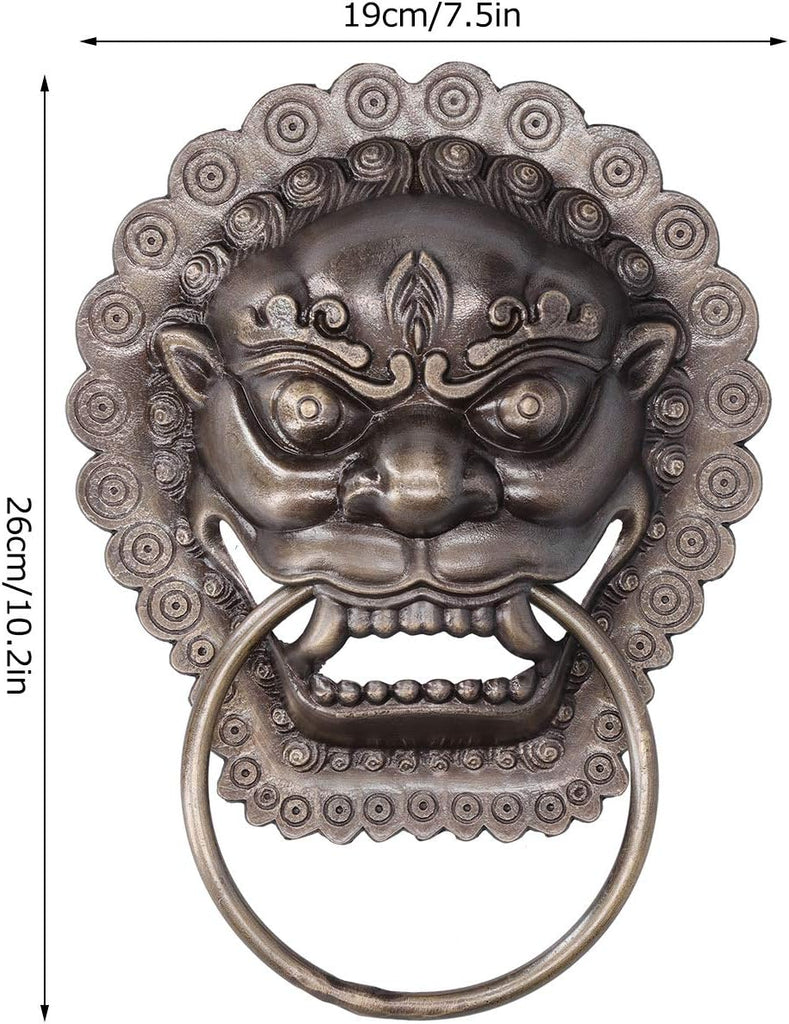 Lion Head Door Knocker, Chinese Door Knocker Antique Animal Head Door Pull, Antique Brass Lion Door Handle