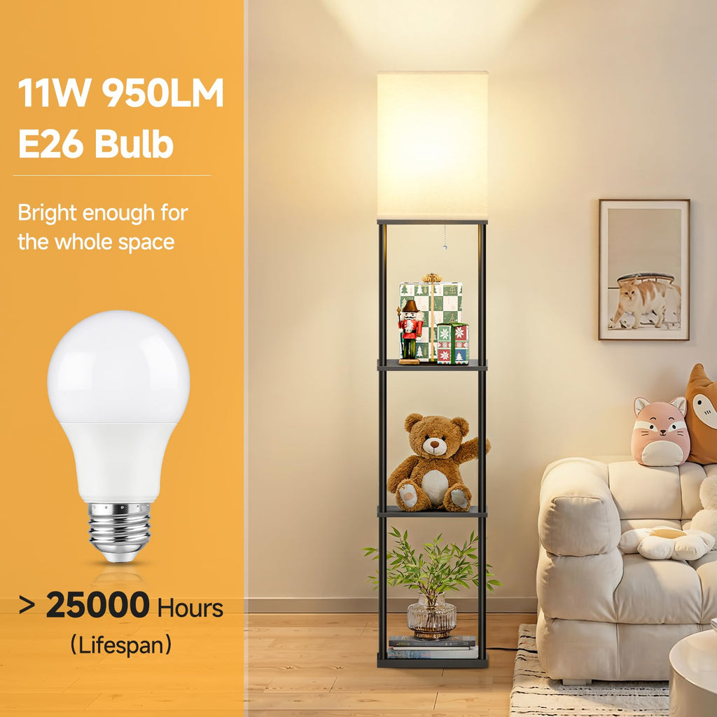 Floor Lamp with Shelves, 3-Tier Standing Shelf Lamp