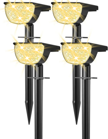 Solar Lights Outdoor Waterproof IP65, Solar Powered 76 LED 3 Lighting Modes Solar Spot Lights Outdoor for Yard Garden