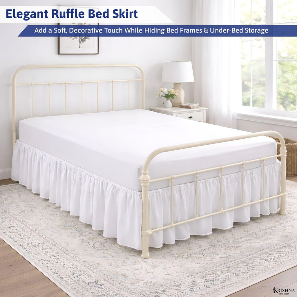 Ruffled Bed Skirt with Split Corners Twin, 100% Microfiber Hotel Quality, 18 Inch Drop Dust Ruffle Gathered Bedskirt