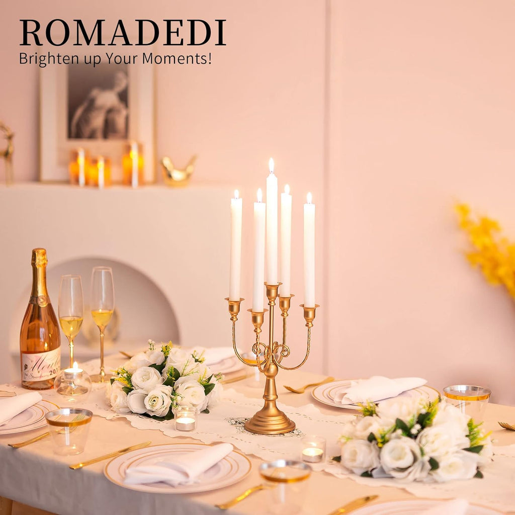 Candelabra Gold Candle Holders - 5 Arm 11.8" Wedding Candlestick Holder for Theme Party Table Centerpiece Decor