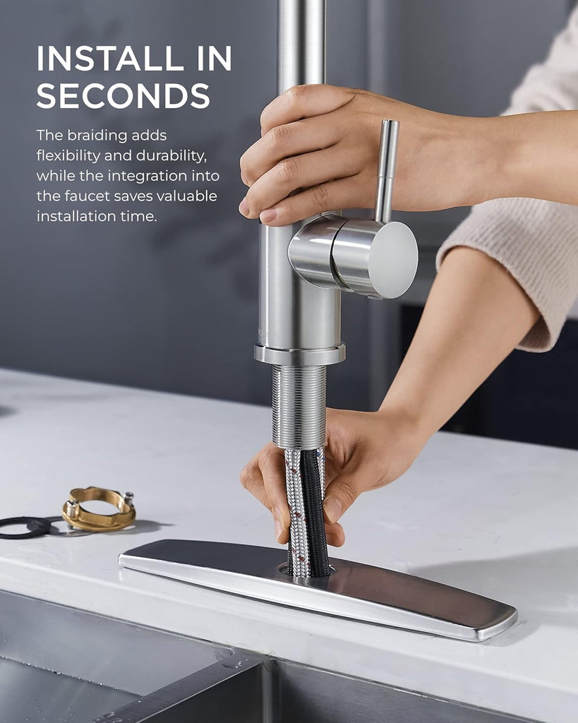 Kitchen Faucets with Pull Down Sprayer, Brushed Nickel