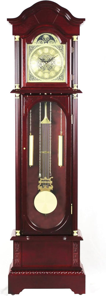 Traditional Floor Standing Grandfather Clock, 72-inch, Cherry Finish, Metal Dial with Roman Numerals, Westminster Chime, 19.25W x 71.63H...