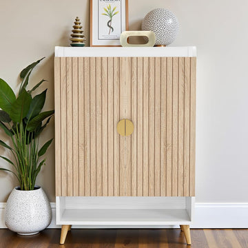 29.53"Shoe Cabinet, Modern Shoe Storage Cabinet Organizer with 2 Doors and Adjustable Shelves, Free Standing Hidden