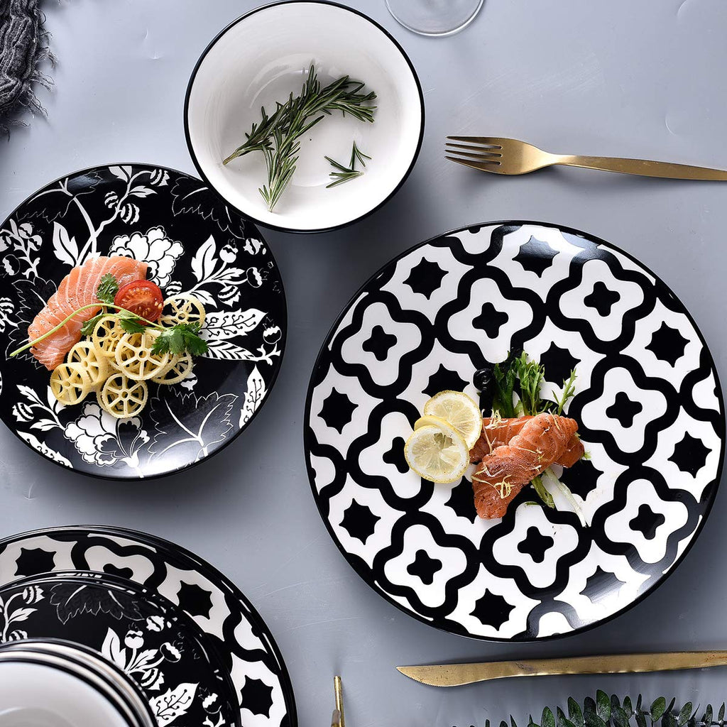 Dinnerware Set - Ceramic Plates and Bowls for 4 - Stoneware Dish Set