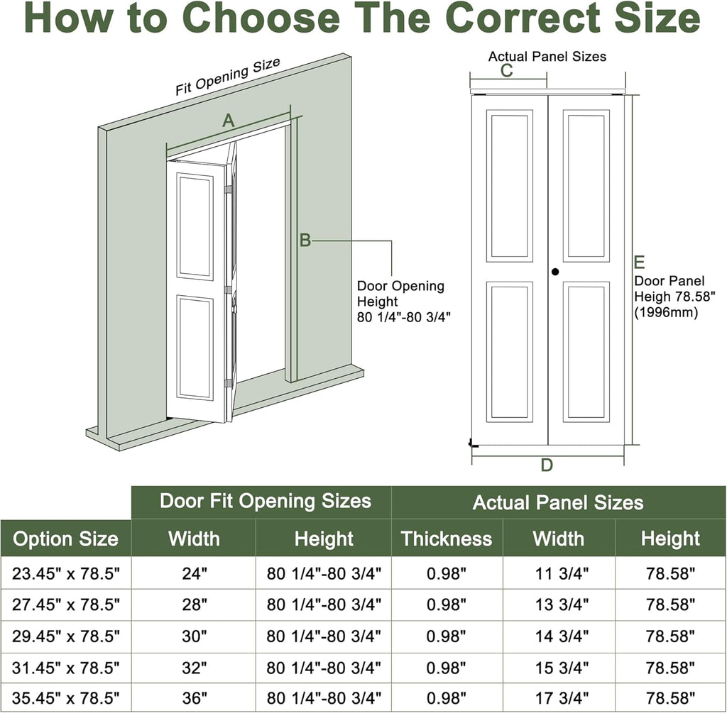 Bifold Doors for 36"x80" Opening, 4-Panel Bifold Closet Door with Hardware Kit, Interior Doors Foldi