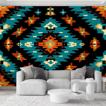 99" W x 69" H Non-Woven Mural Traditional American Indigenous Art Wallpaper Removable Not Self-Adhesive Large