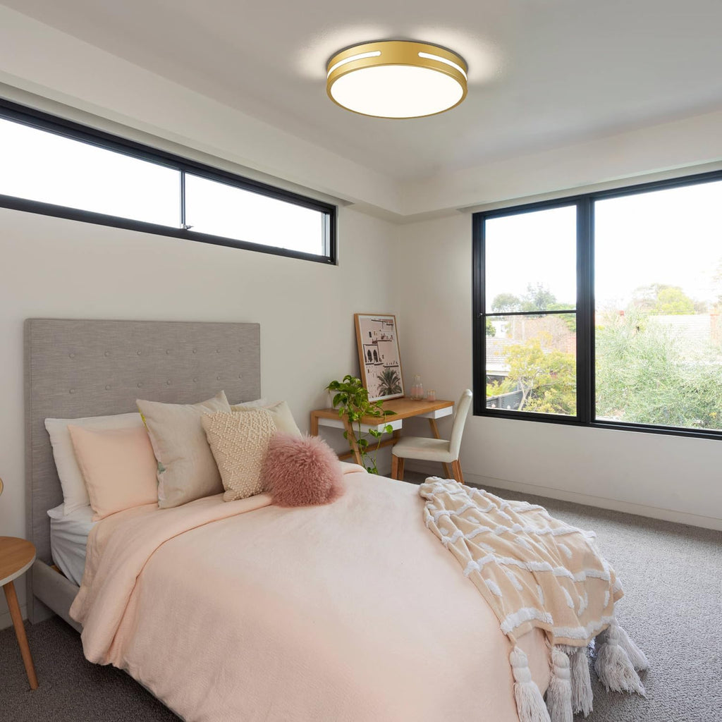 Modern Brushed Gold Flush Mount Ceiling Light Mid-Century LED Ceiling Light Bedroom Light Fixture Minimalist Ceiling