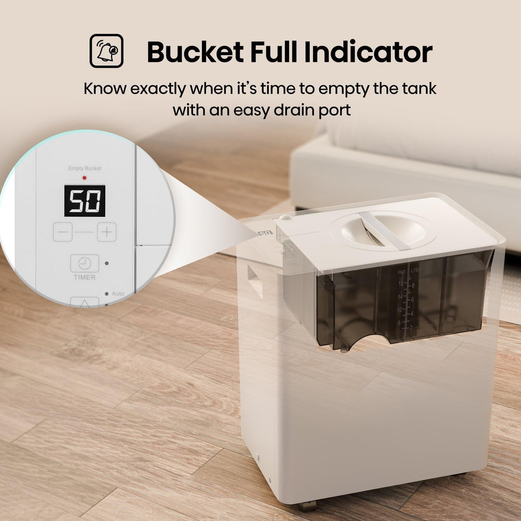 50 Pint Lift-Up Portable Dehumidifier with Built-In Pump in White