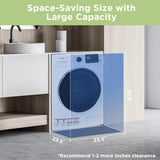 24" Washer and Dryer Combo 2.7 cu.ft 26lbs Washing Machine Steam Care, Overnight Dry, No Shaking Front Load