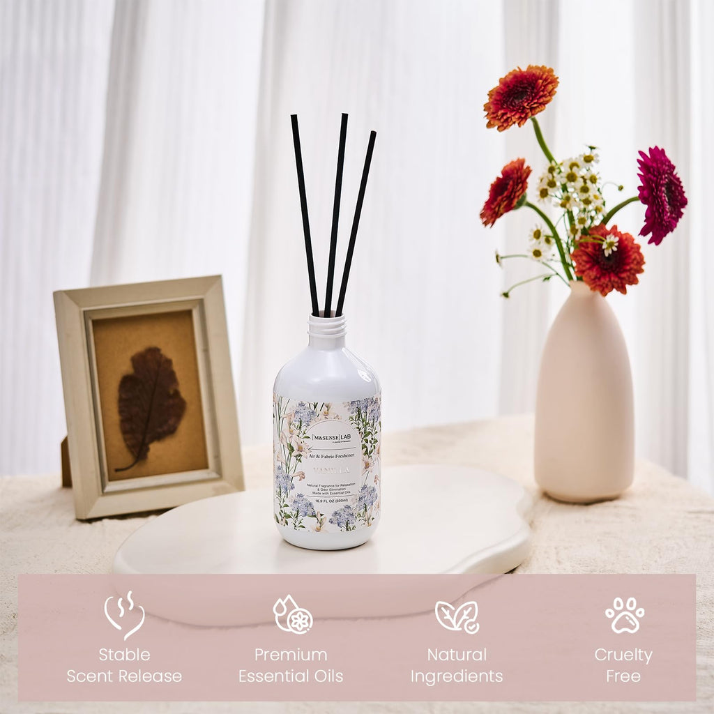 Reed Diffuser Set, Vanilla, 17oz Natural Essential Oil