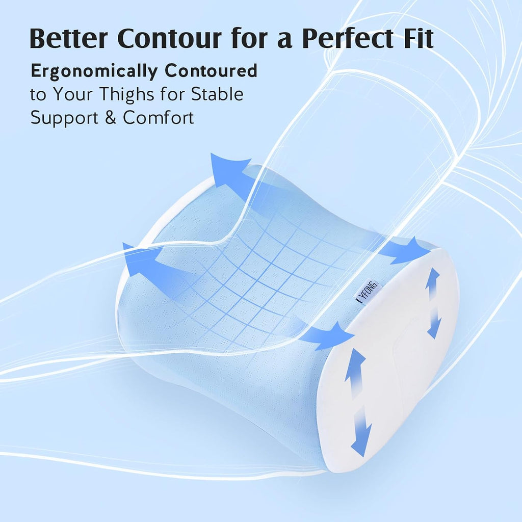 Knee Pillow for Side Sleepers, Breathable Memory Foam Leg Pillow Blue