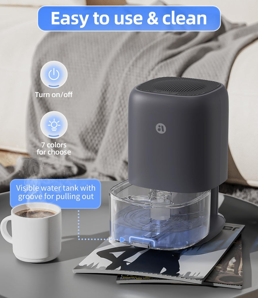 Dehumidifier, 35 OZ Small Dehumidifiers for Bedroom for Home, Quiet with Auto Shut Off