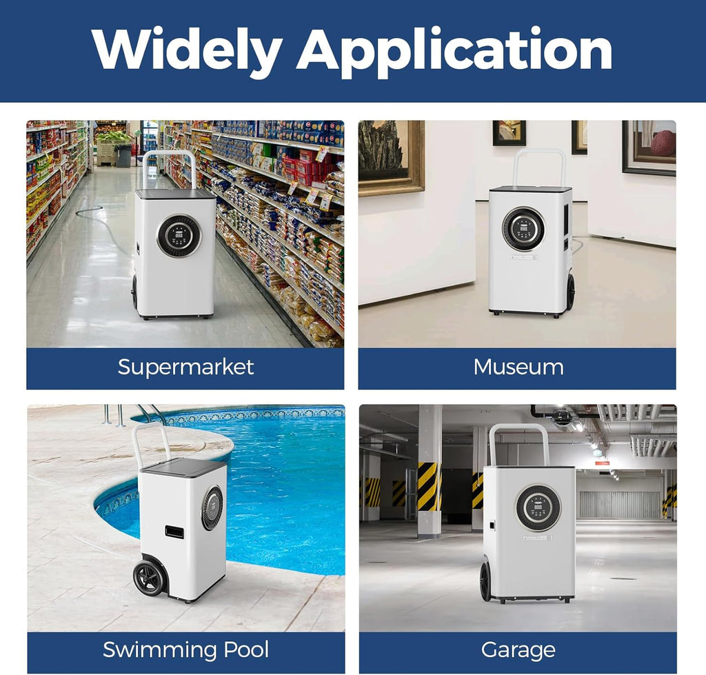 110 PPD Commercial Dehumidifier with Pump & Drain Hose, LGR Tech Dehumidifiers for Large Room, Basement, Warehouse