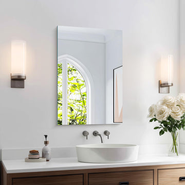 Frameless Mirror, 16"x24" Bathroom Mirror for Over Sink, 16 Inch Unframed Mirrors for Wall Upgraded Shatterproof