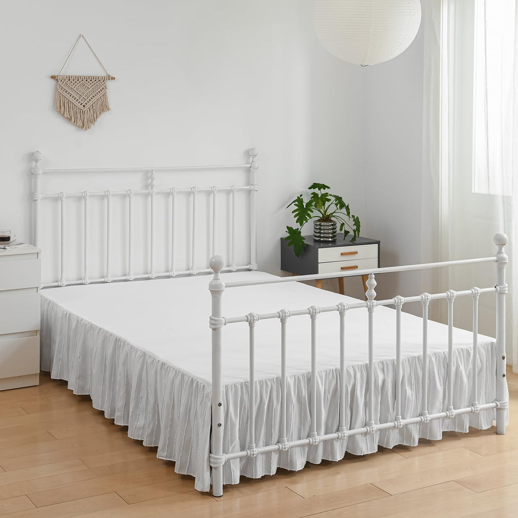 Bed Skirt Full, Ruffled Bed Skirts 22 Inch Drop, White
