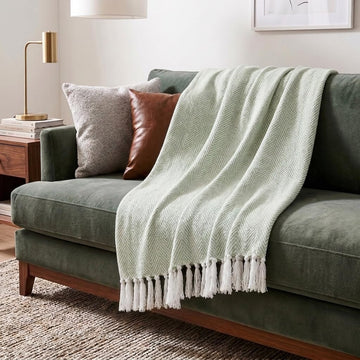 50x60 Throw Blanket - Soft and Breathable Cotton Throw Blanket, Chair - Decorative Blankets