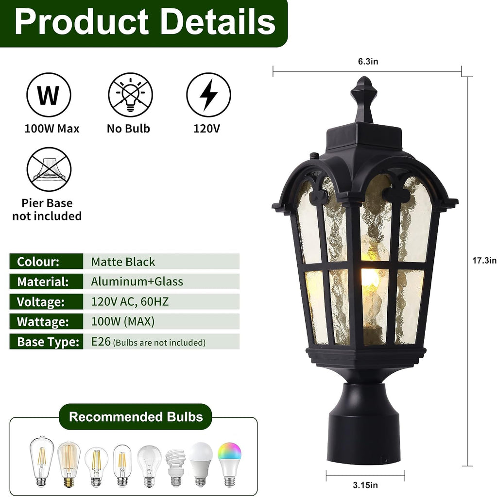 Outdoor Post Lights Fixture Anti-Rust Lamp Post Light Fixture Waterproof Exterior Pole Light Outside Pole Lighting