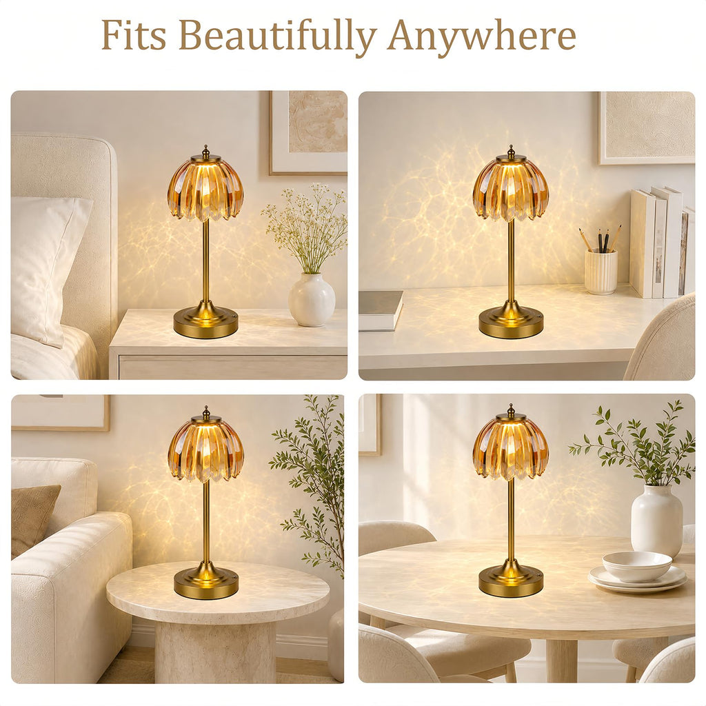 Rechargeable Cordless Table Lamp, 3 Color Temps & Stepless Dimming