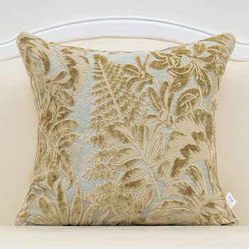 20 x 20 Inch Beige Square Maple Leaf Pillow Embroidery Cut Velvet Cushion Case Luxury Modern Lumbar Throw Pillow