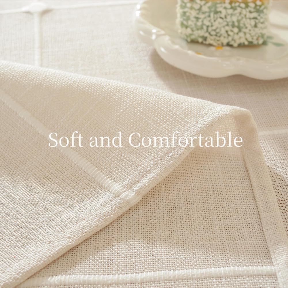 White Linen Tablecloth Rectangle 53 x 86 Inch, Cotton Linen Table Cloth Rectangle Heavy Weight Washa