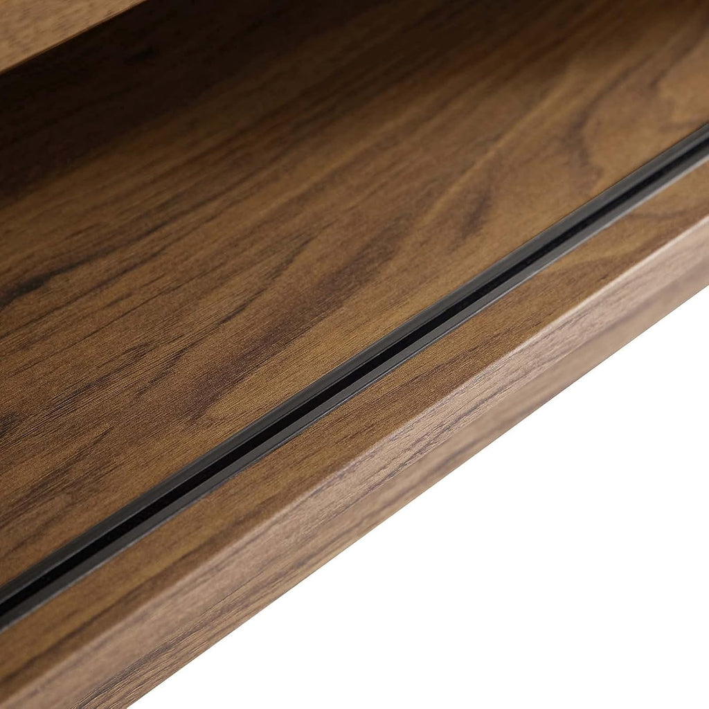 Render 46" Mid-Century Modern Low Profile Media Console TV Stand, 46 Inch, Walnut