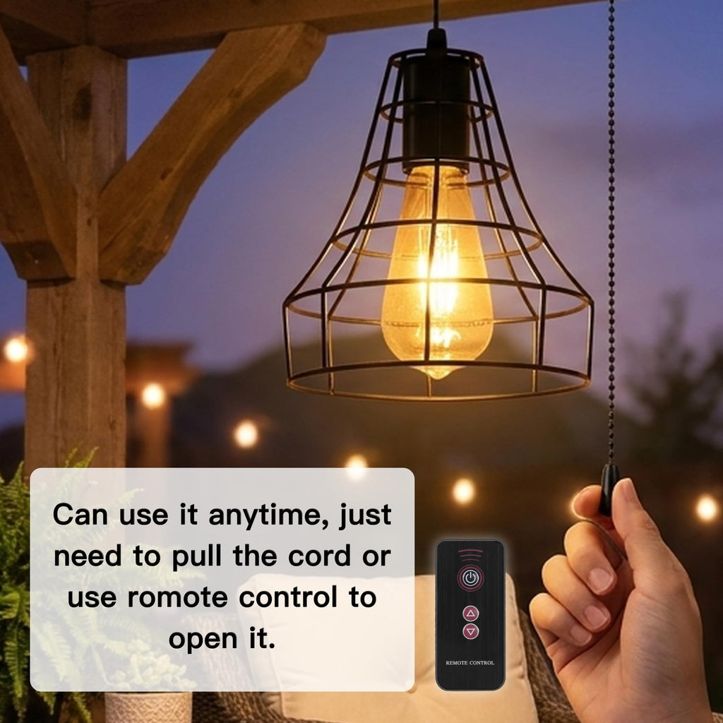 Solar Pendant Lights, Solar Powered Shed Light with Pull Cord