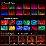 42" Electric Fireplace with Remote Ultra-Thin & Quiet Wall-Mounted Recessed Heater, Adjustable 12-Color Flame