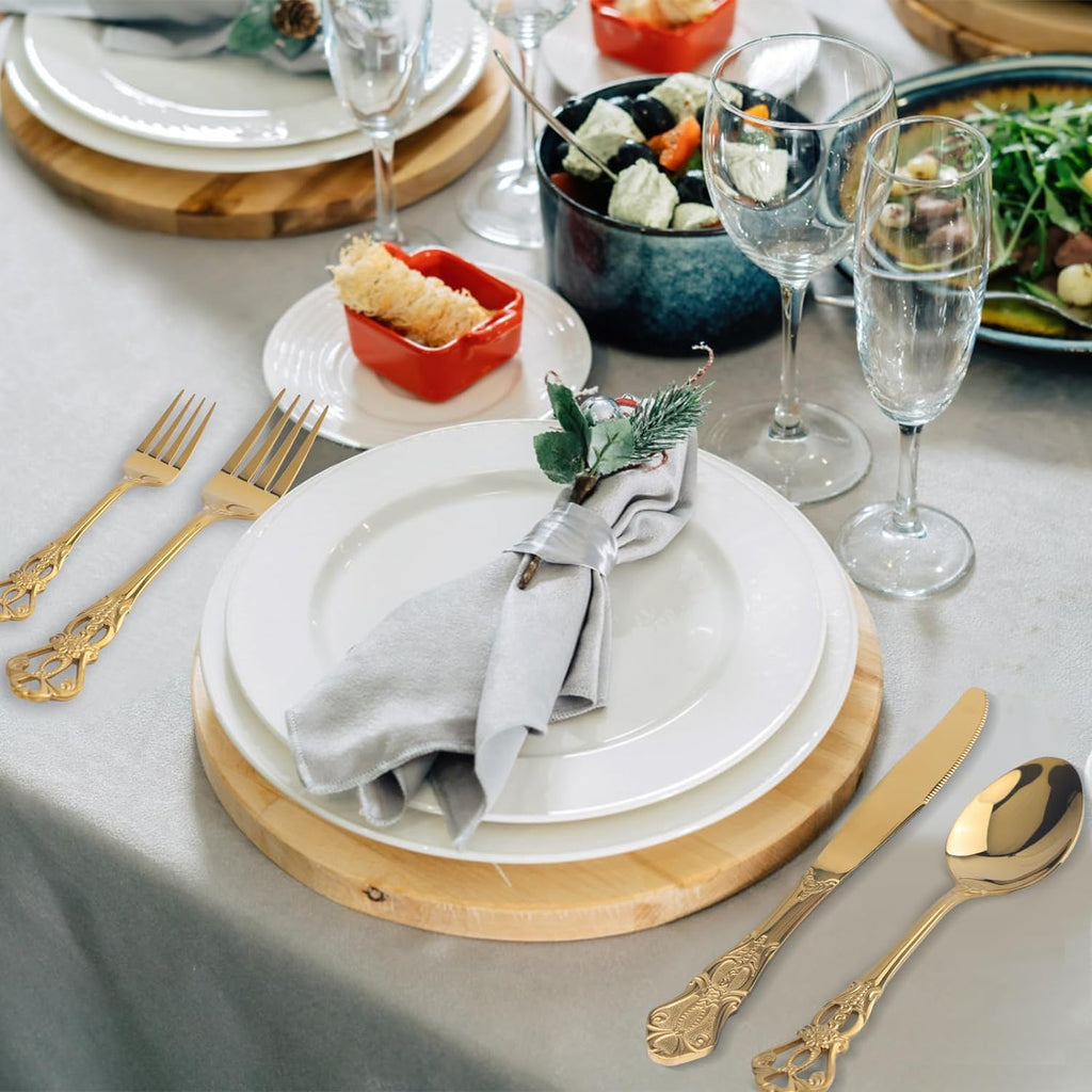Retro Royal Gold Silverware Set With Gift Box For 8 Cutlery Set Utensils Stainless Steel Flatware 40 Pieces Kitchen