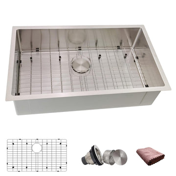 32x19 Undermount Kitchen Sink, 32 Inch Undermount Sink, 16 Gauge 304 Stainless Steel Kitchen Sink Undermount, Single