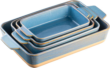 Casserole Dishes for Oven, Dishes, Ceramic Bakeware Sets of 4, Rectangular Pan Set with Handles for , Casserole