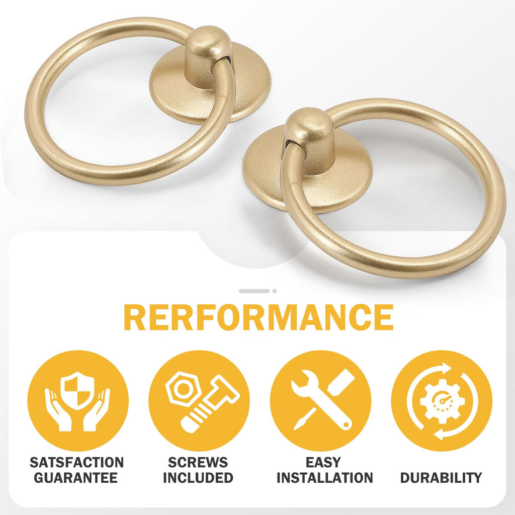12pcs Drop Ring Drawer Pulls - Champagne Gold