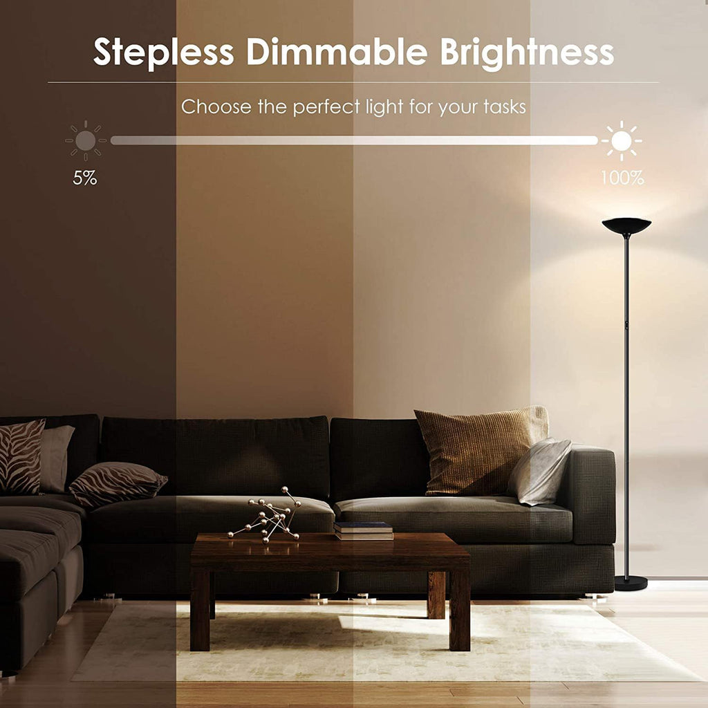 Floor Lamp/Standing Lamp, 20W 2000LM LED Torchiere Lamp, Stepless Dimmable, Touch Control, 3000K Daylight